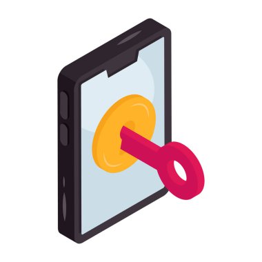 Mobil erişimin kavramsal izometrik tasarım simgesi