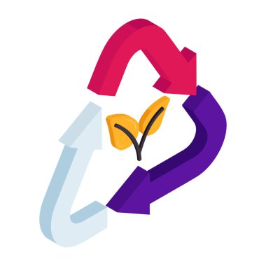 Ayrılma geri dönüşümünün kavramsal izometrik tasarım simgesi