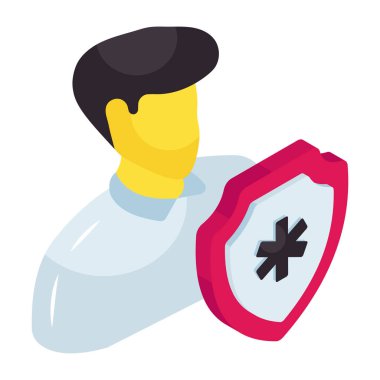 Tıbbi sigortanın Isometric tasarım simgesi