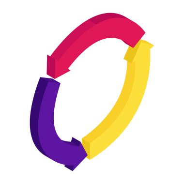 Geri dönüşümün kavramsal izometrik tasarım simgesi 