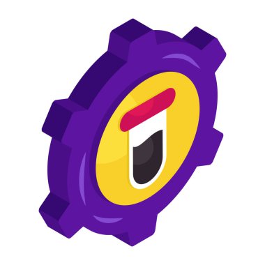 Test tube with gear, icon of lab management 