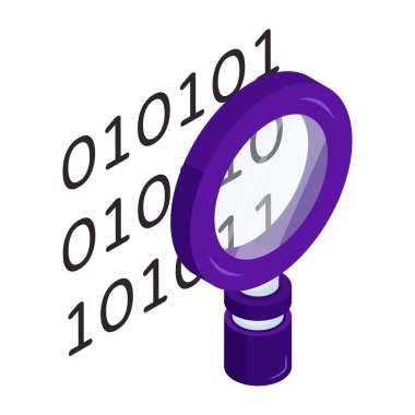 An editable design icon of search binary data 