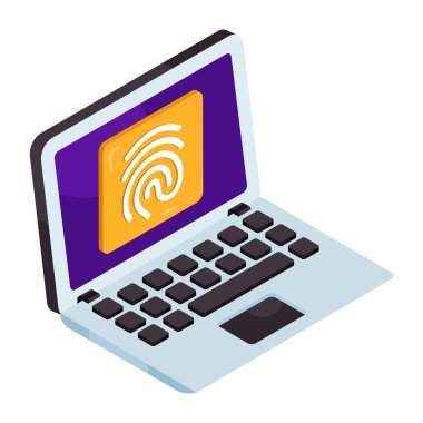 Çevrimiçi parmak izinin Isometric tasarım simgesi 