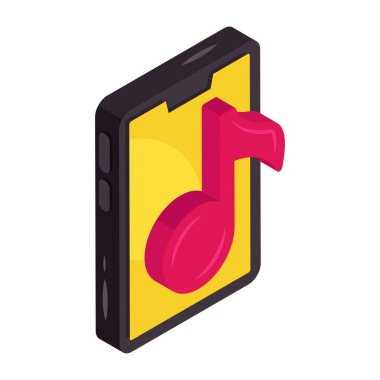 İzometrik tasarımda mobil müzik simgesi 