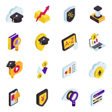 Eğitim ve Finans Seti Simgesi Simgeleri