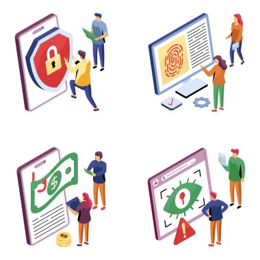 Hukuk ve Adalet Seti Isometric Illustrations