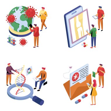 Sağlık hizmetleri seti Isometric Illustrations