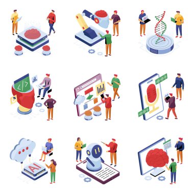 Ai Isometric Illustrations seti