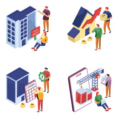 Çevrimiçi Gayrimenkul Isometric Resimleri 