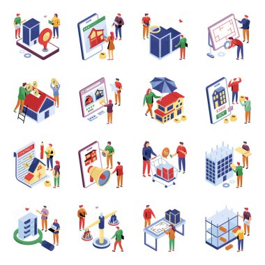 Gayrimenkul Isometric Illustrasyonları 