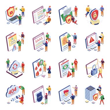 Isometric Illustrations Güvenlik Seti 
