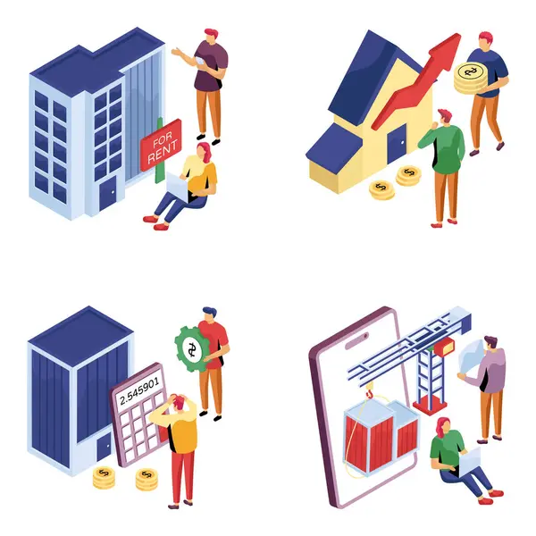 Çevrimiçi Gayrimenkul Isometric Resimleri 