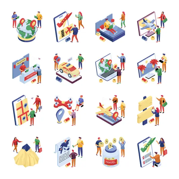 Kamp Isometric Illustrasyonları 