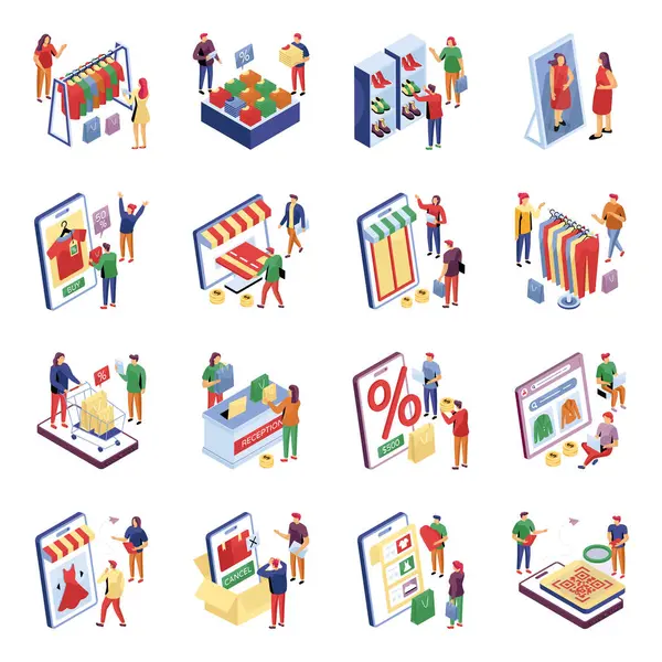 Isometric Illustrations seti 