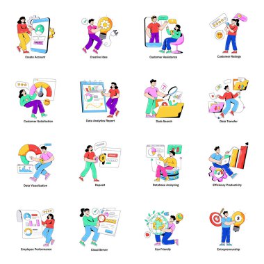 Bir dizi Siber Güvenlik Flat Resimleri