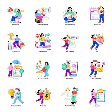 Teknoloji ve Yönetim Düz Çizimler Seti