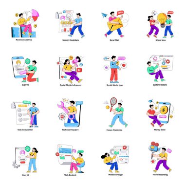 İş ve Finans Flat Çizimleri