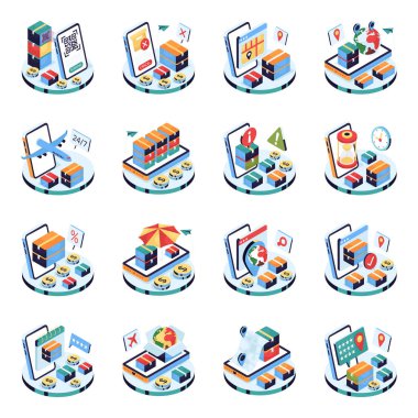 Kargo Isometric Illustrations seti