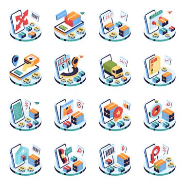 Isometric Illustrations Sevkiyat Seti