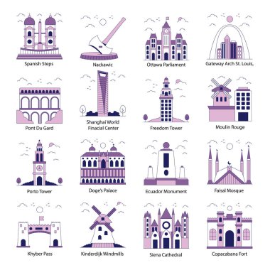 Yer İmleri Düz Simgeleri Kümesi