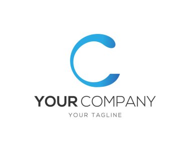 C Harfi Basit Modern İlk Logo Vektör Tasarım Şablonu.