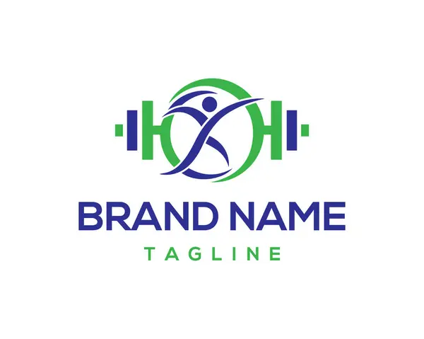 Halter ve erkek vektör ikon şablonu ile Fitness logosu tasarımı.