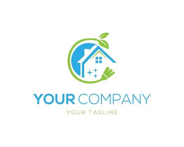 Soyut temizlik evi logo ikonu tasarımı konsept vektör çizimi.