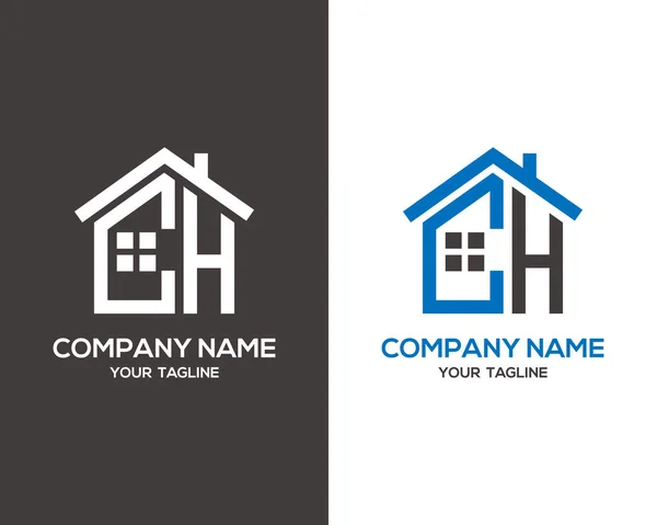 İlk harf CH ev soyut logo simgesi tasarımı minimalist monogram vektör şablonu.