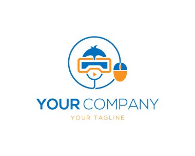 Yaratıcı Sanal Gerçeklik Teknik Logo Tasarım Vektörü Şablonu.