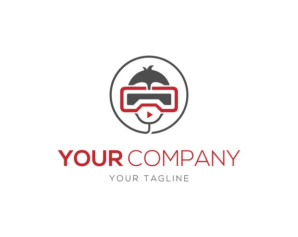 Yaratıcı sanal gerçeklik logosu tasarımı konsept vektör çizimi.