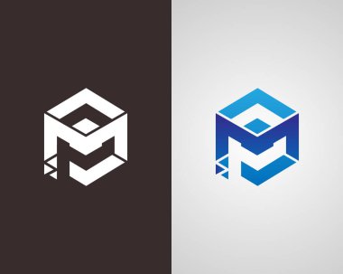 MP ve PM harfi logo tasarım vektörü şablonu.