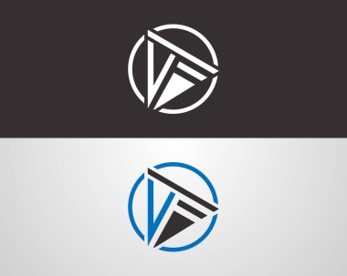VF Soyut Harfler Üçgen Logo Tasarım Yaratıcı Vektör Şablonu.