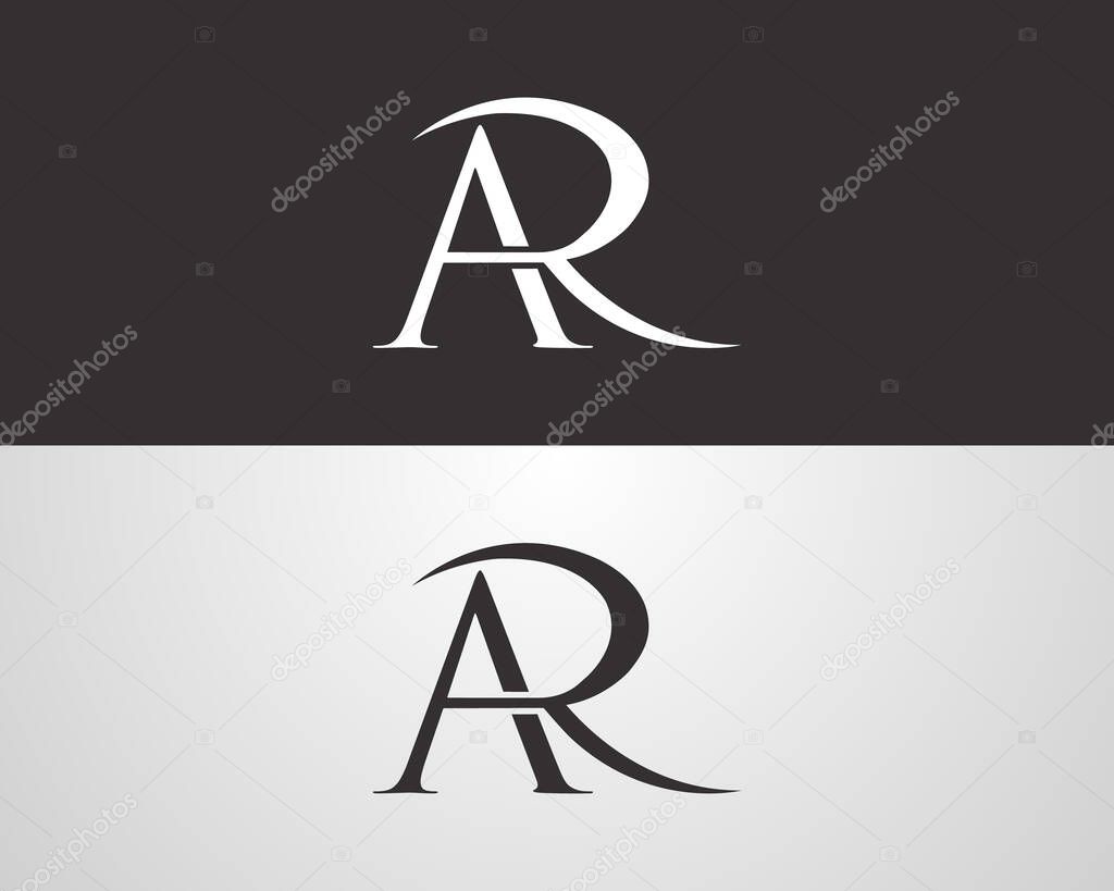 AR or RA Letter logo design elegant vector template.