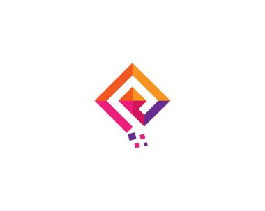 Piksel Noktaları Logo Tasarımı Modern Vektör Şablonu ile P harfinin ilk harfi.