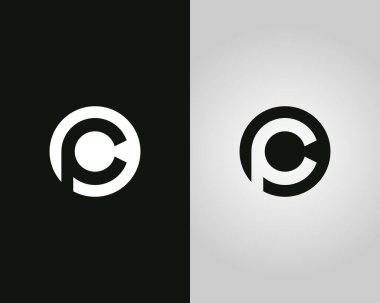 Harf PC veya CP soyut logo tasarım vektör şablonu.