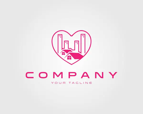 Gayrimenkul şehir logosu tasarımı konsept vektör çizim şablonu.