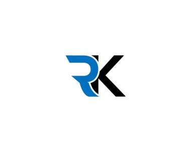 RK Harf İlk Logo Tasarımı Şablon Vektör Resimleri.