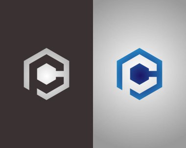 İlk harf CP veya PC soyut logo tasarım vektör şablonu.