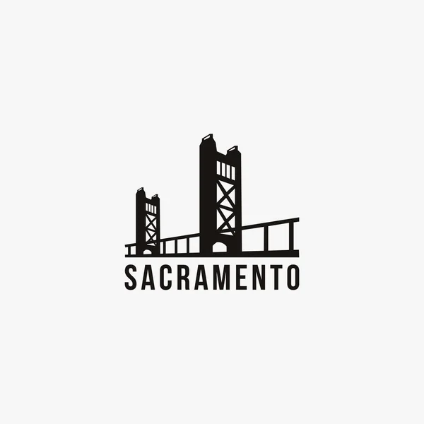 Düz Minimalist Sacramento Köprüsü logo vektörü şablonu beyaz arkaplan üzerinde