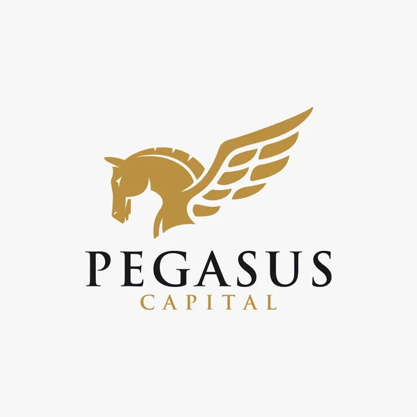 Potente Elegancia Pegasus Logo Vector Ilustración Plantilla Sobre Fondo Blanco — Vector de stock