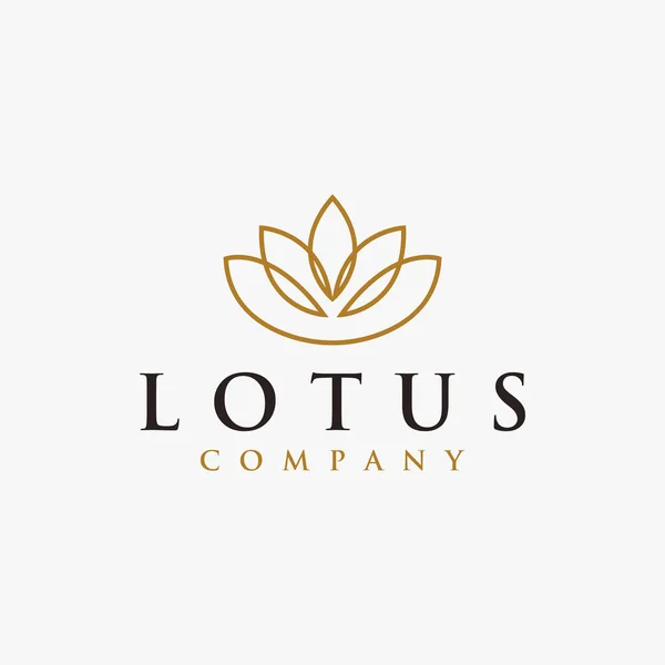 Modern Minimalistisk Elegans Lotus Blomma Logotyp Ikon Vektor Mall Vit — Stock vektor