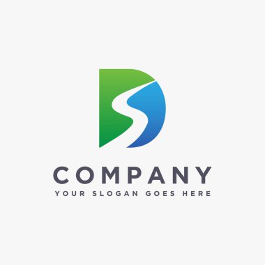Soyut DS yolu logo ikon vektör şablonu, beyaz arkaplanda SD logo ikon vektör şablonu