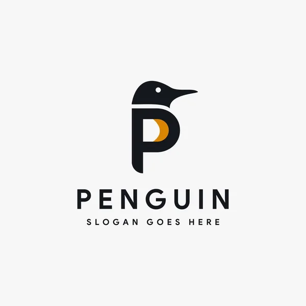 Letra Para Plantilla Vector Icono Logotipo Pingüino Sobre Fondo Blanco — Vector de stock