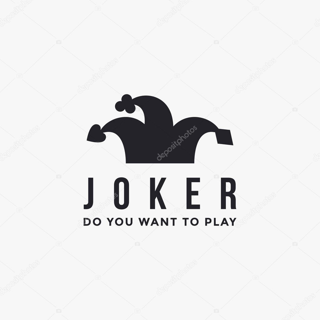 Minimalist Joker / jester hat logo icon vector template on white background