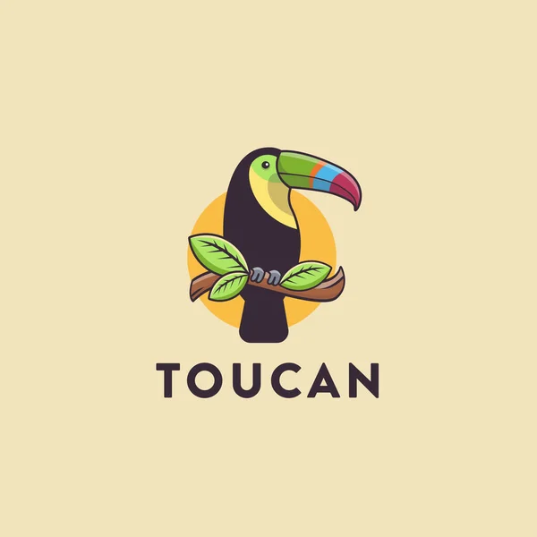 Fun Colorful Toucan Logo Mascot Cartoon Vector Illustration Light Background — Stock Vector