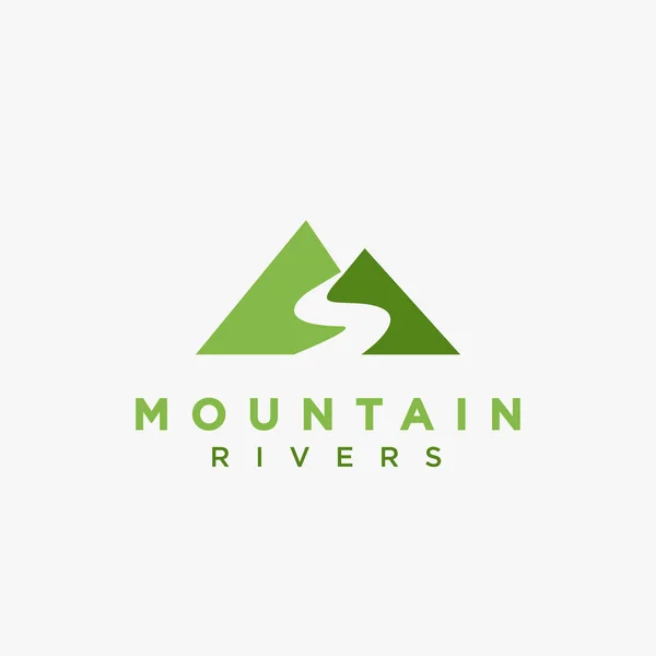 Minimalist River Mountain Landscape Logo Icon Vector Template White Background — Stock Vector