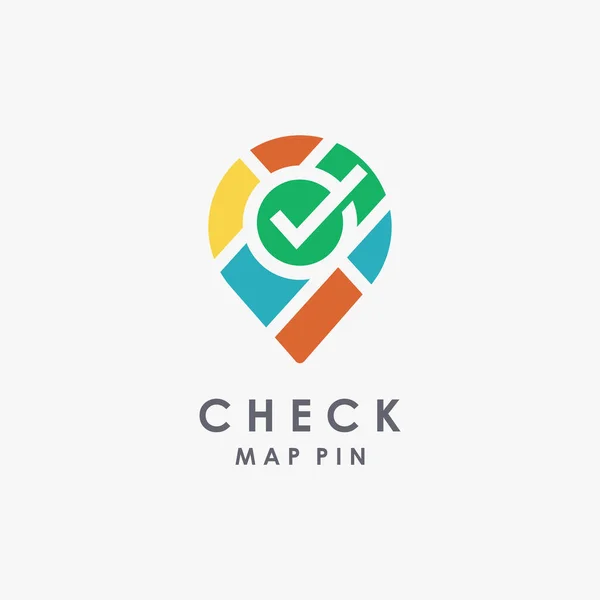 stock vector Checkmark map pin logo icon vector template on white background