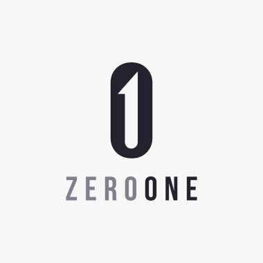 Monogram Sıfır ve beyaz arkaplanda bir logo ikonu vektör şablonu