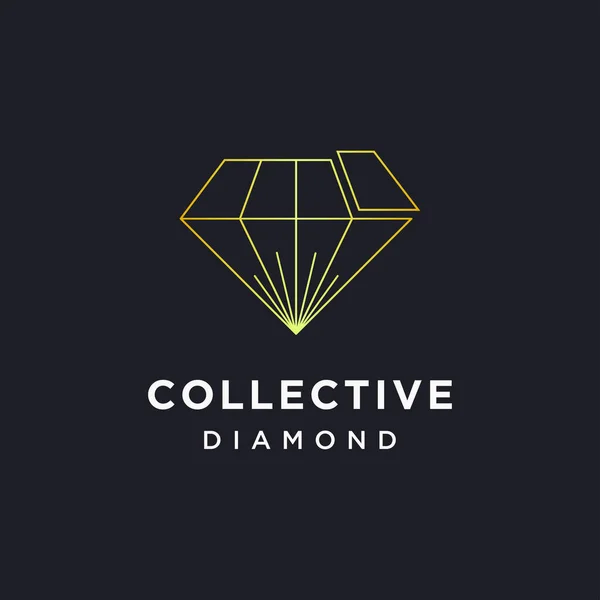 Modelo Vetor Ícone Logotipo Diamante Coletivo Fundo Preto — Vetor de Stock