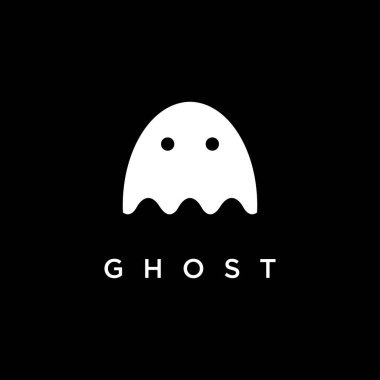 Siyah arkaplanda basit hayalet logo vektör şablonu